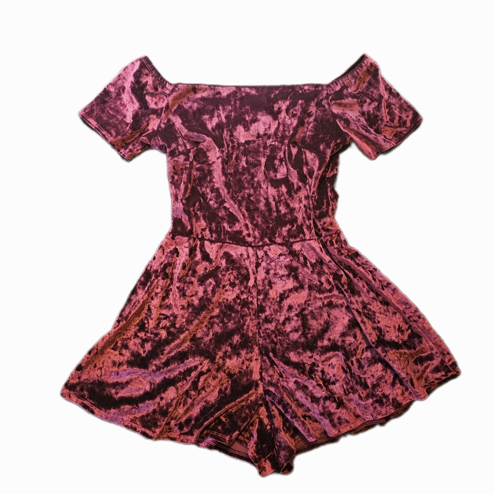 2/$20 Winsor Crimson Crushed Velour Romper